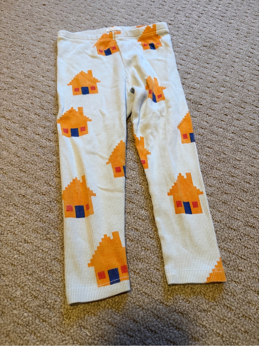 Bobo Choses Blue Leggings with Orange House Motif